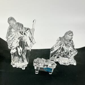 Roman Crystal Nativity Figurine Set 3-Piece Holy Family Christmas Decor 7.25"